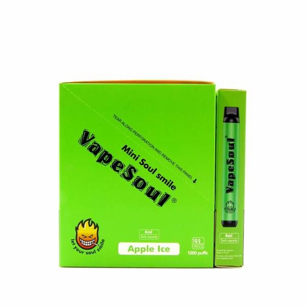 ЯБЛОКО ЛЕД VapeSoul 1000 затяжек 1.99% nic Одноразовая электронная сигарета