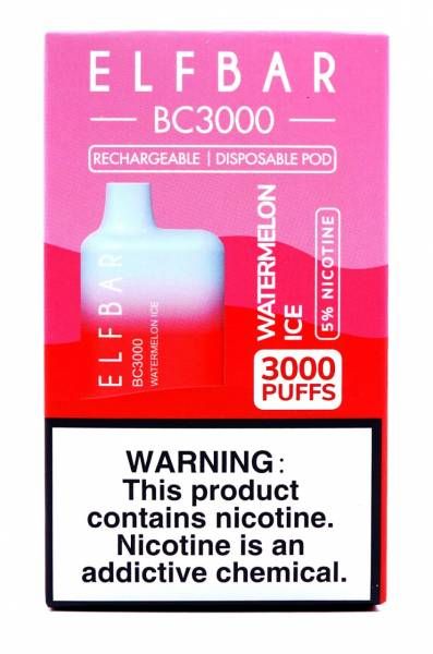 WATERMELON ICE ELF BAR BC3000 затяжек ОРИГИНАЛ English version Одноразовые электронные сигареты